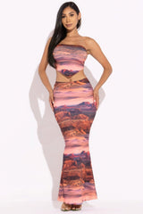 Printed Tube Top And Maxi Skirt | Mixtshop LLC