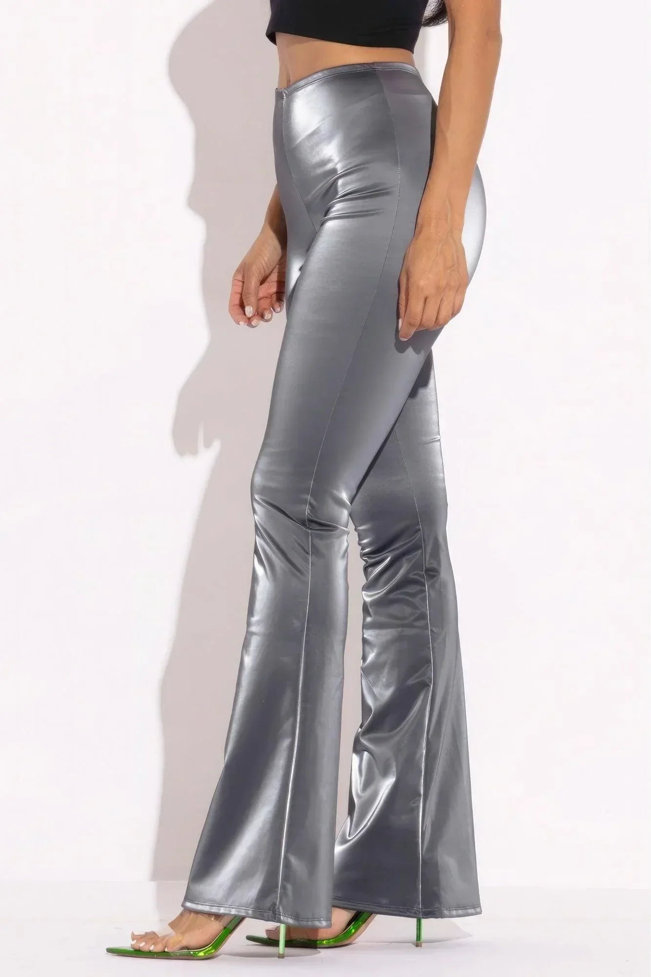 Velvet Pu Flared Pants Secondary image
