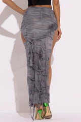 Distressed Thigh Slit Maxi Skirt | Mixtshop LLC