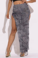 Distressed Thigh Slit Maxi Skirt | Mixtshop LLC