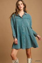 Mineral Wash Cotton Gauze Tiered Dress | Mixtshop LLC
