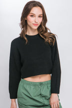 Wool Blend Cropped Sweater Top | Mixtshop LLC