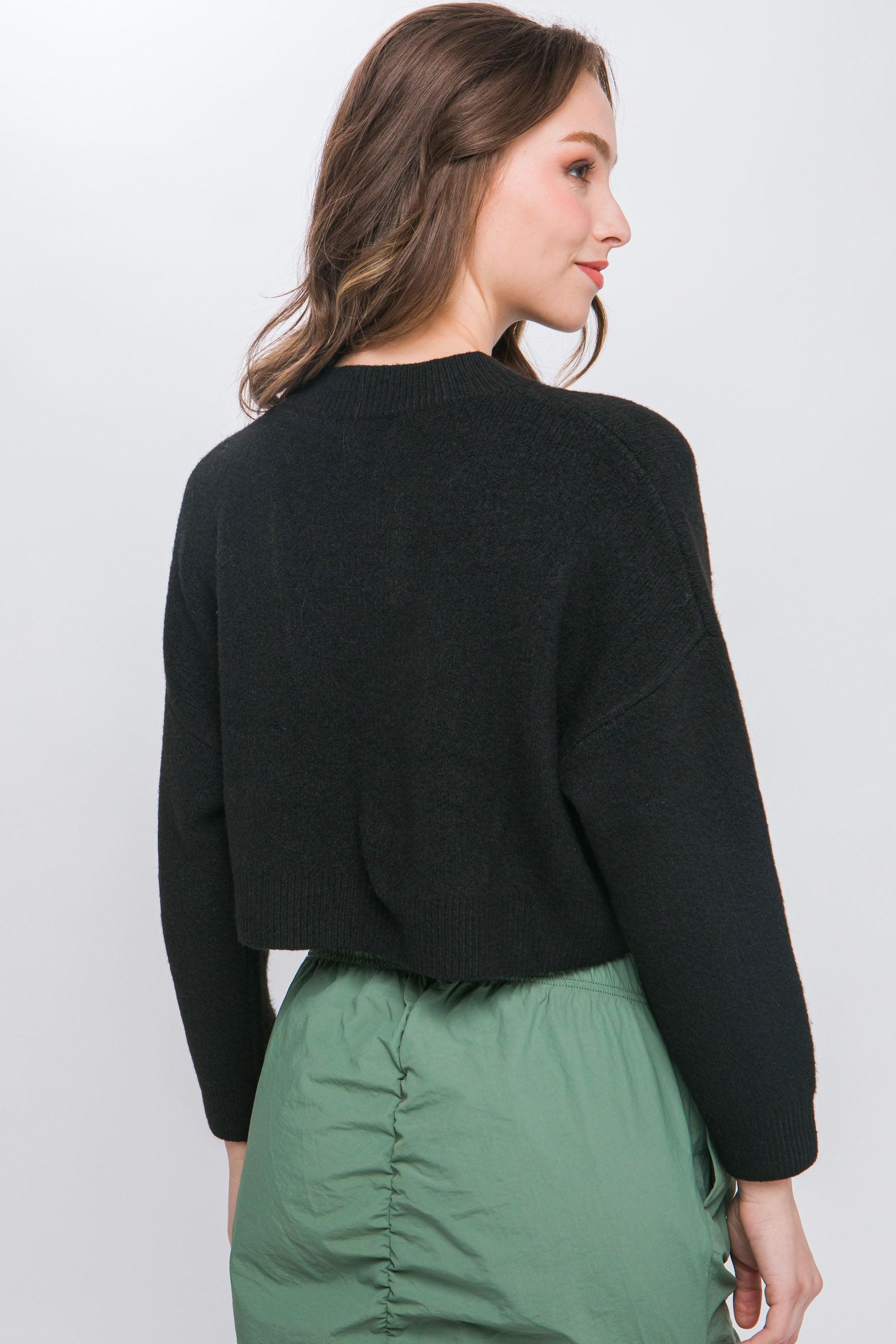 Wool Blend Cropped Sweater Top | Mixtshop LLC