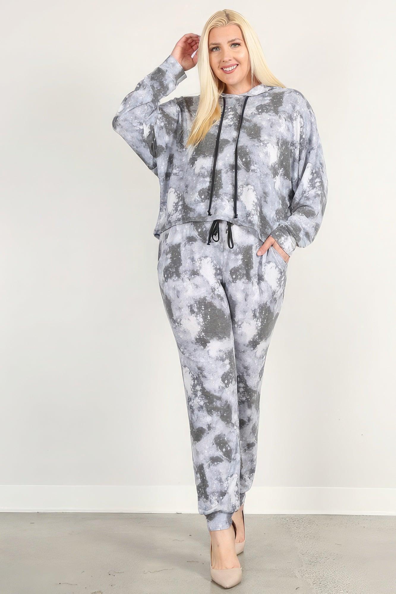 Tie Dye Print Pullover Hoodie And Sweatpants | Mixtshop LLC Main image