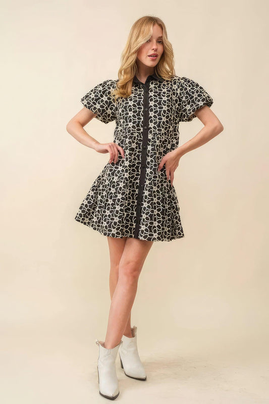 Jacquard Floral Baby Doll Dress | Mixtshop LLC