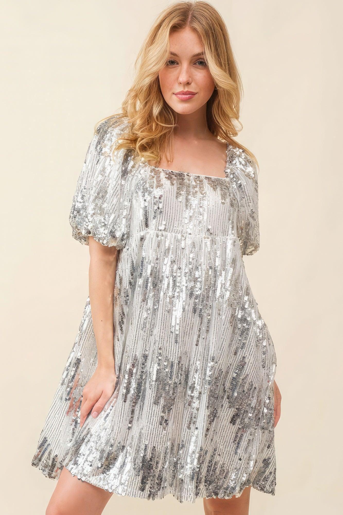 Sequin Babydoll Mini Dress | Mixtshop LLC