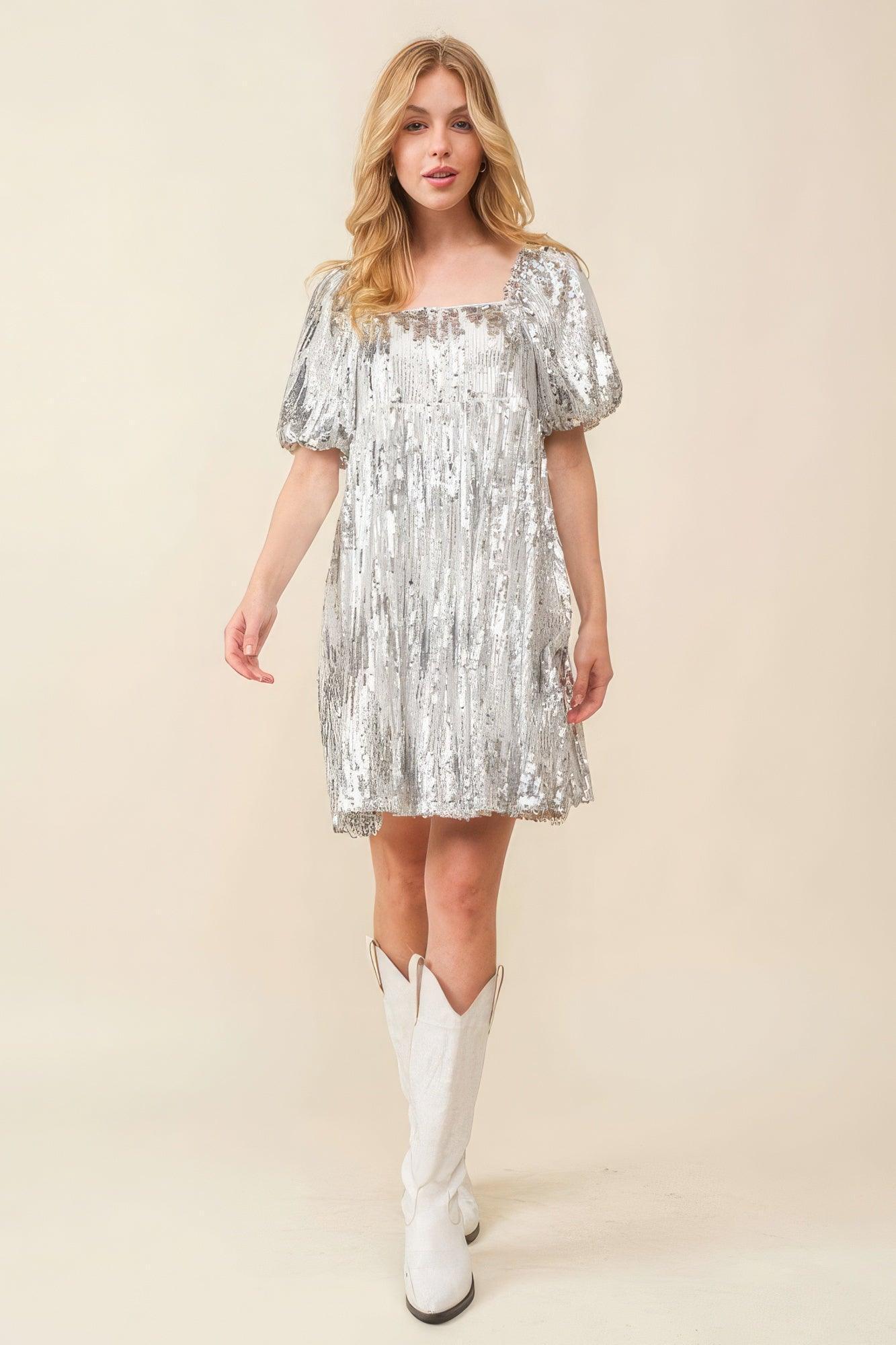 Sequin Babydoll Mini Dress Secondary image