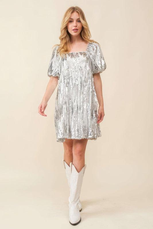 Sequin Babydoll Mini Dress | Mixtshop LLC