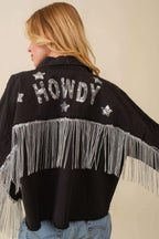Howdy Sequin Fringe And Star Patches Jacket | Mixtshop LLC