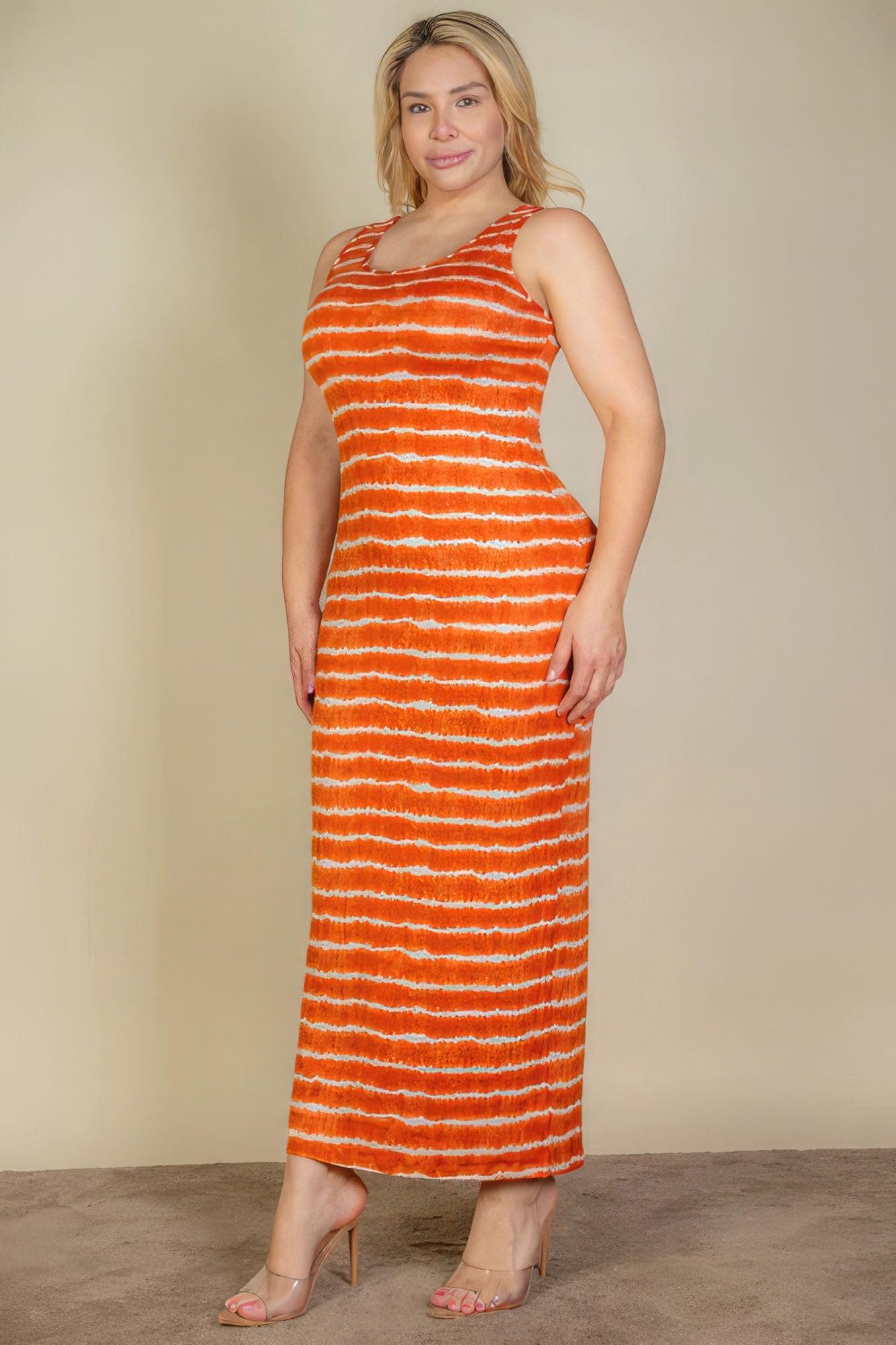 Plus Size Tie Dye Printed Tank Bodycon Maxi Dress | Mixtshop LLC