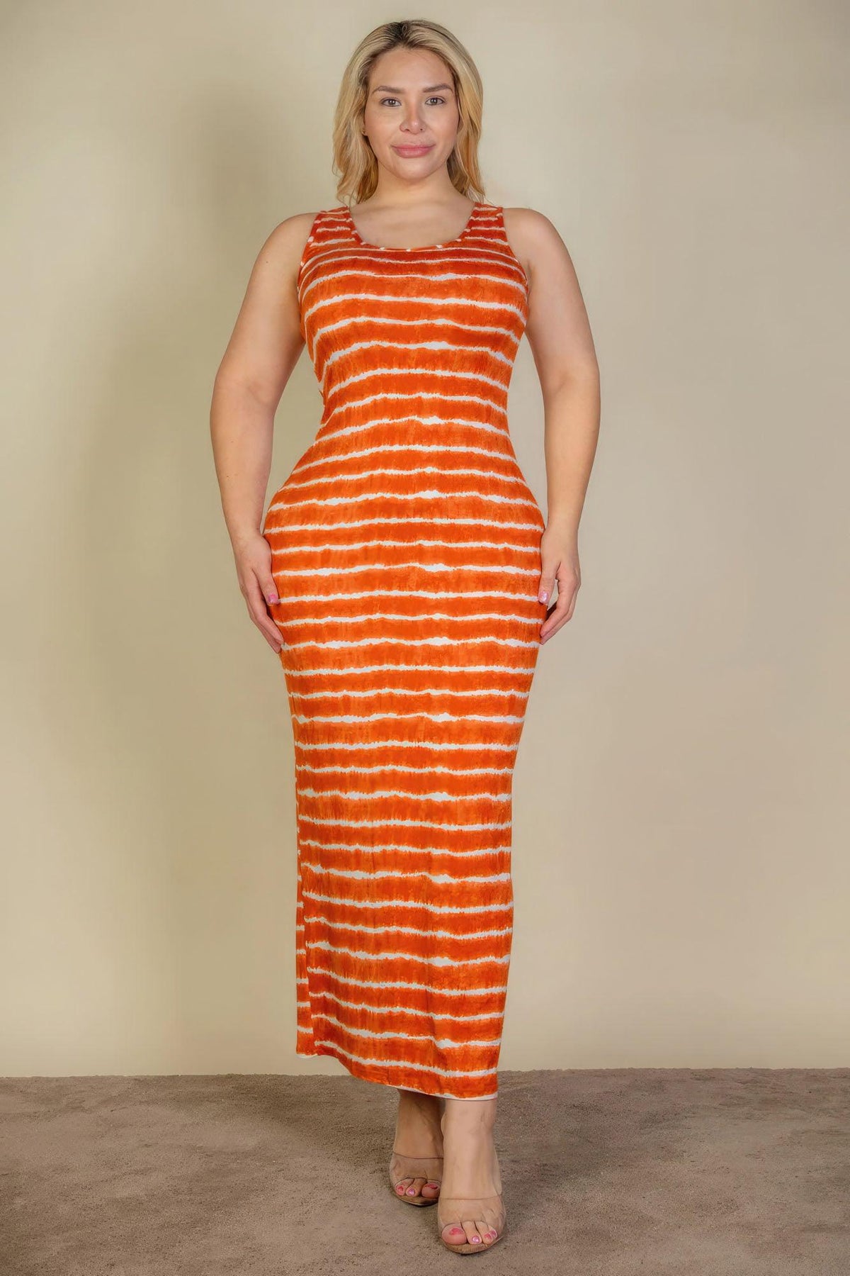 Plus Size Tie Dye Printed Tank Bodycon Maxi Dress | Mixtshop LLC