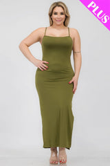 Plus Size Crisscross Back Split Thigh Maxi Dress | Mixtshop LLC