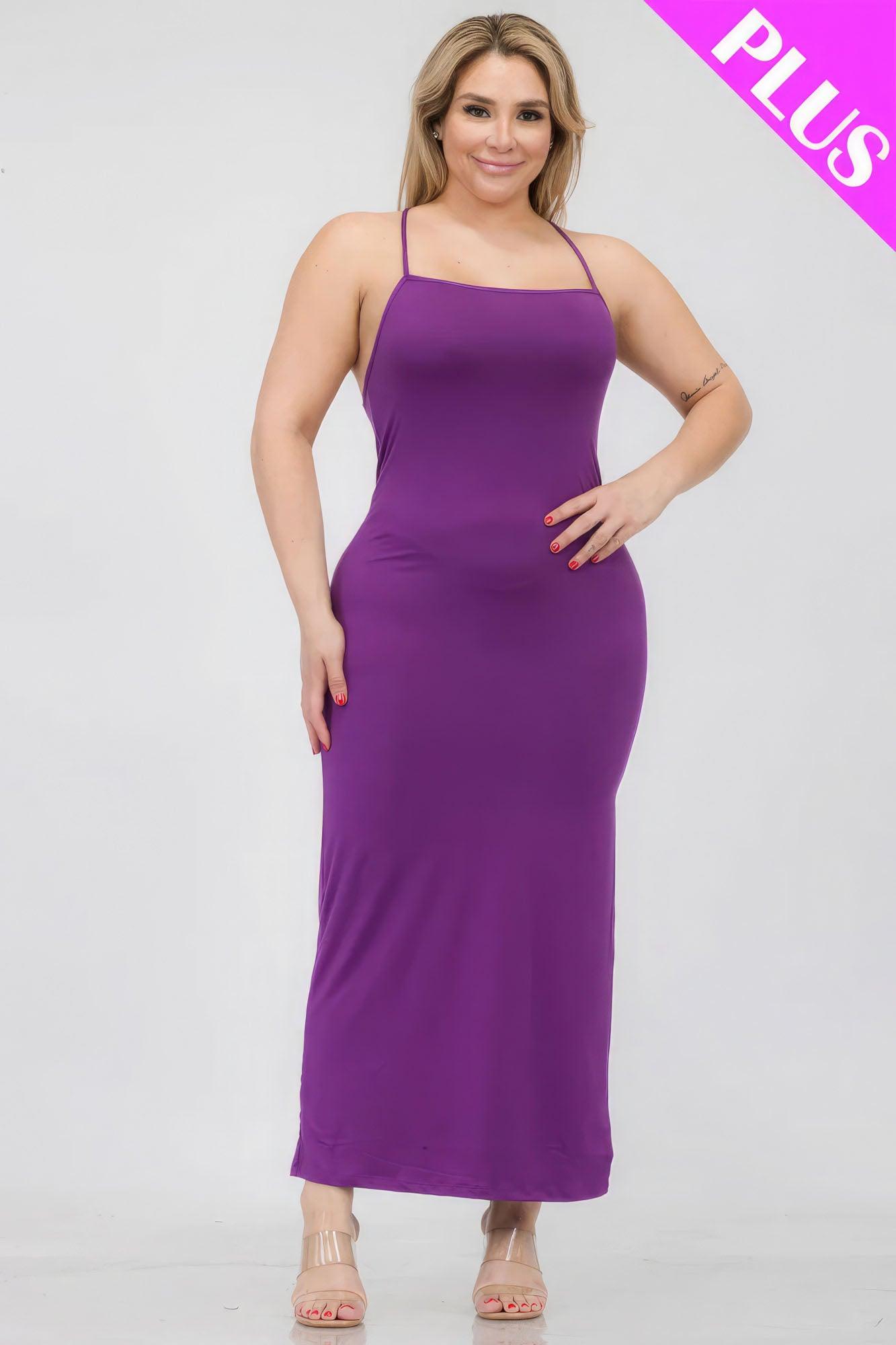 Plus Size Crisscross Back Split Thigh Maxi Dress | Mixtshop LLC