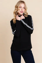 Long Sleeve Solid Mock Neck Casual Top | Mixtshop LLC