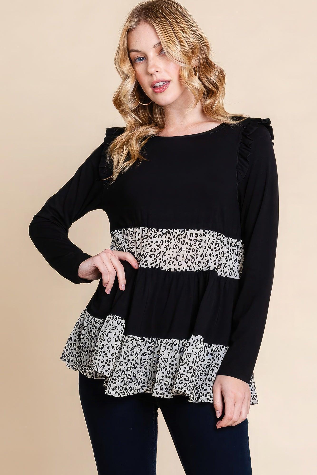Solid Tiered Fashion Top | Mixtshop LLC Main image
