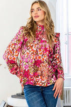 Floral Mock Neck Smocked Yoke Blouse | Mixtshop LLC