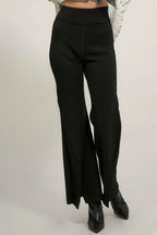 Solid Raw Edge Expose Seam Flare Pants | Mixtshop LLC
