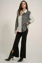Solid Raw Edge Expose Seam Flare Pants | Mixtshop LLC