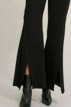Solid Raw Edge Expose Seam Flare Pants | Mixtshop LLC