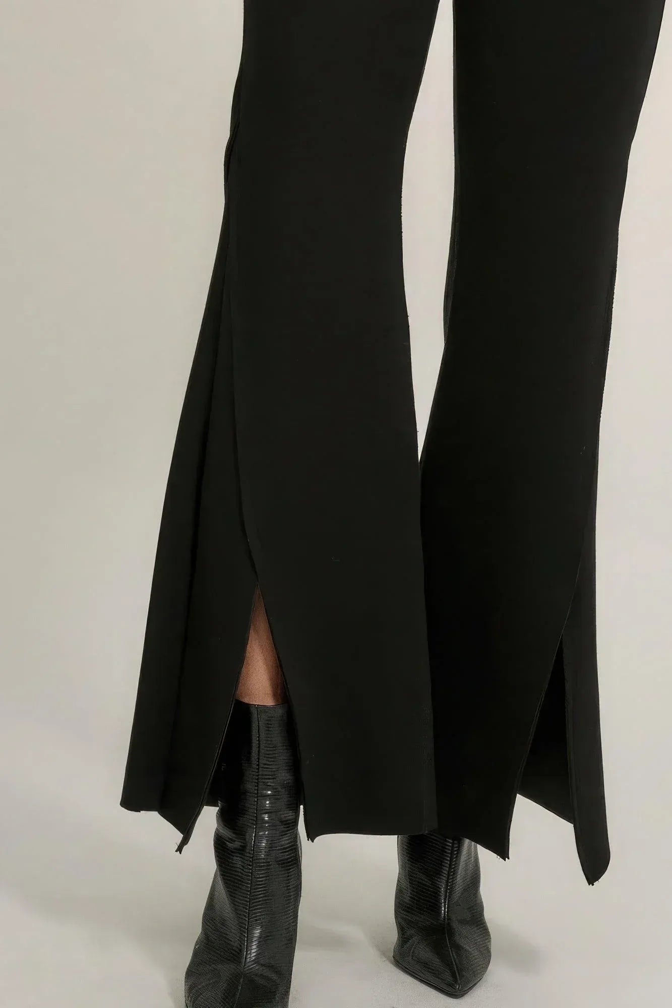 Solid Raw Edge Expose Seam Flare Pants | Mixtshop LLC