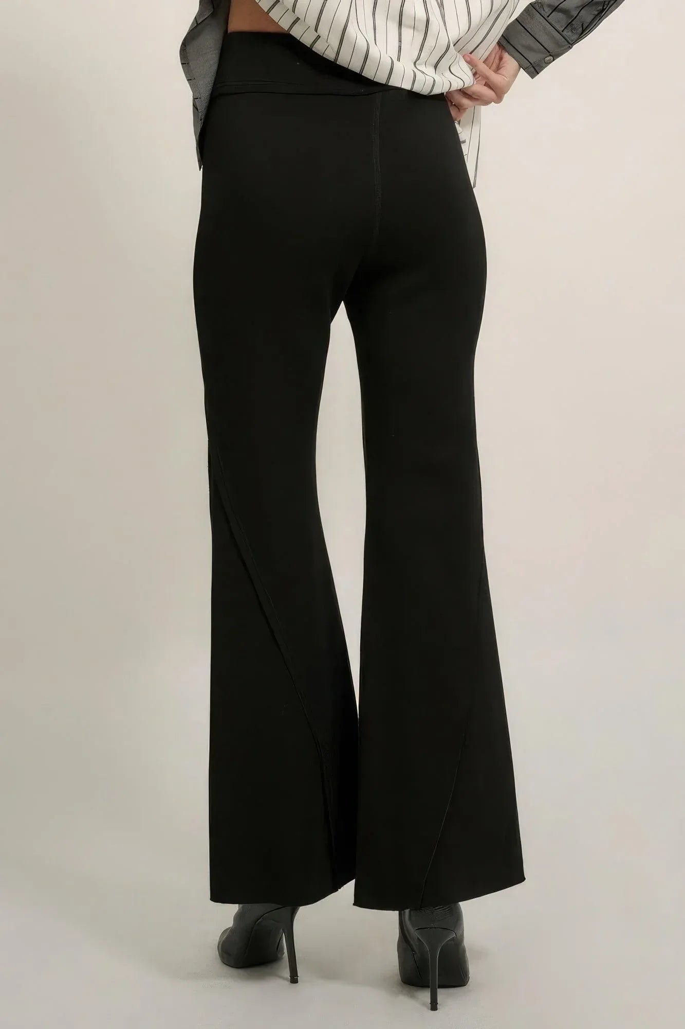 Solid Raw Edge Expose Seam Flare Pants | Mixtshop LLC