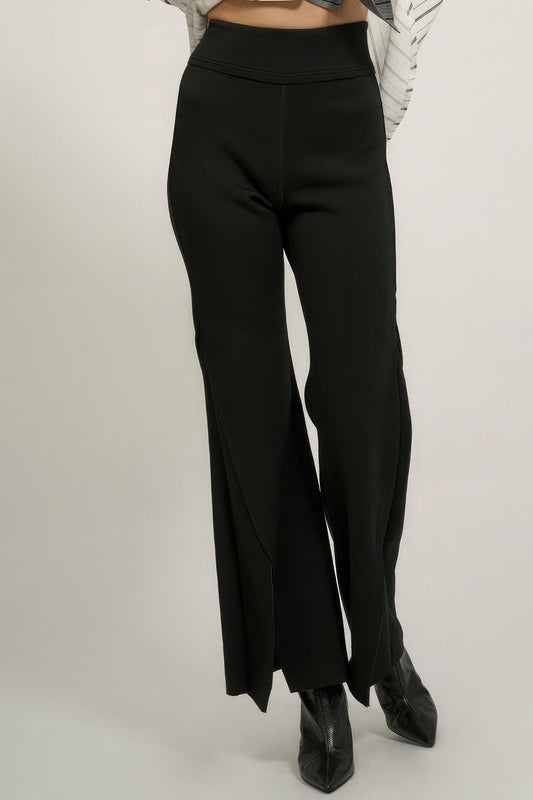 Solid Raw Edge Expose Seam Flare Pants | Mixtshop LLC