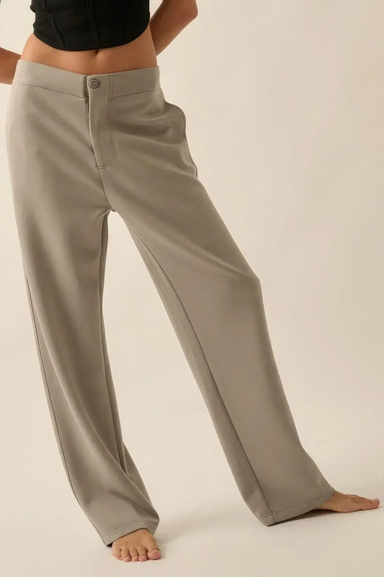 Premium Scuba High Waist Button Zip Up Fly Pants | Mixtshop LLC