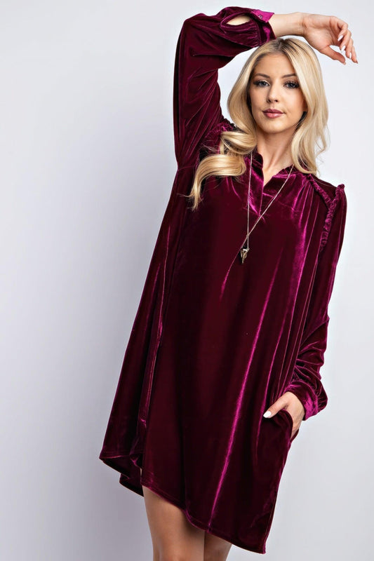 Mini Ruffle Detailing Velvet Dress | Mixtshop LLC