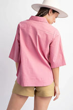 Half Slvs Stretch Poplin Button Down Shirt | Mixtshop LLC