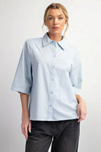 Half Slvs Stretch Poplin Button Down Shirt | Mixtshop LLC