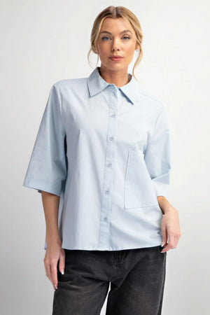 Half Slvs Stretch Poplin Button Down Shirt | Mixtshop LLC