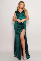 Sleeveless Power Shoulder Slitted Maxi Dress | Mixtshop LLC
