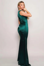 Sleeveless Power Shoulder Slitted Maxi Dress | Mixtshop LLC