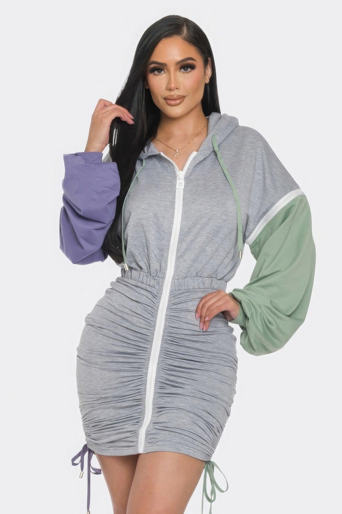 Detachable Zipper Mini Dress | Mixtshop LLC Main image