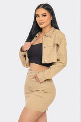 Embroidered cropped shirt set | Mixtshop LLC