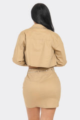 Embroidered cropped shirt set | Mixtshop LLC