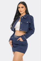 Embroidered cropped shirt set | Mixtshop LLC