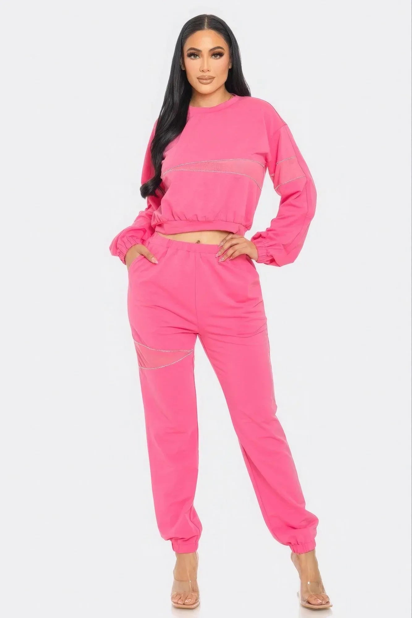 Terry Mesh & Rhinestone Detail Set | Mixtshop LLC Main image