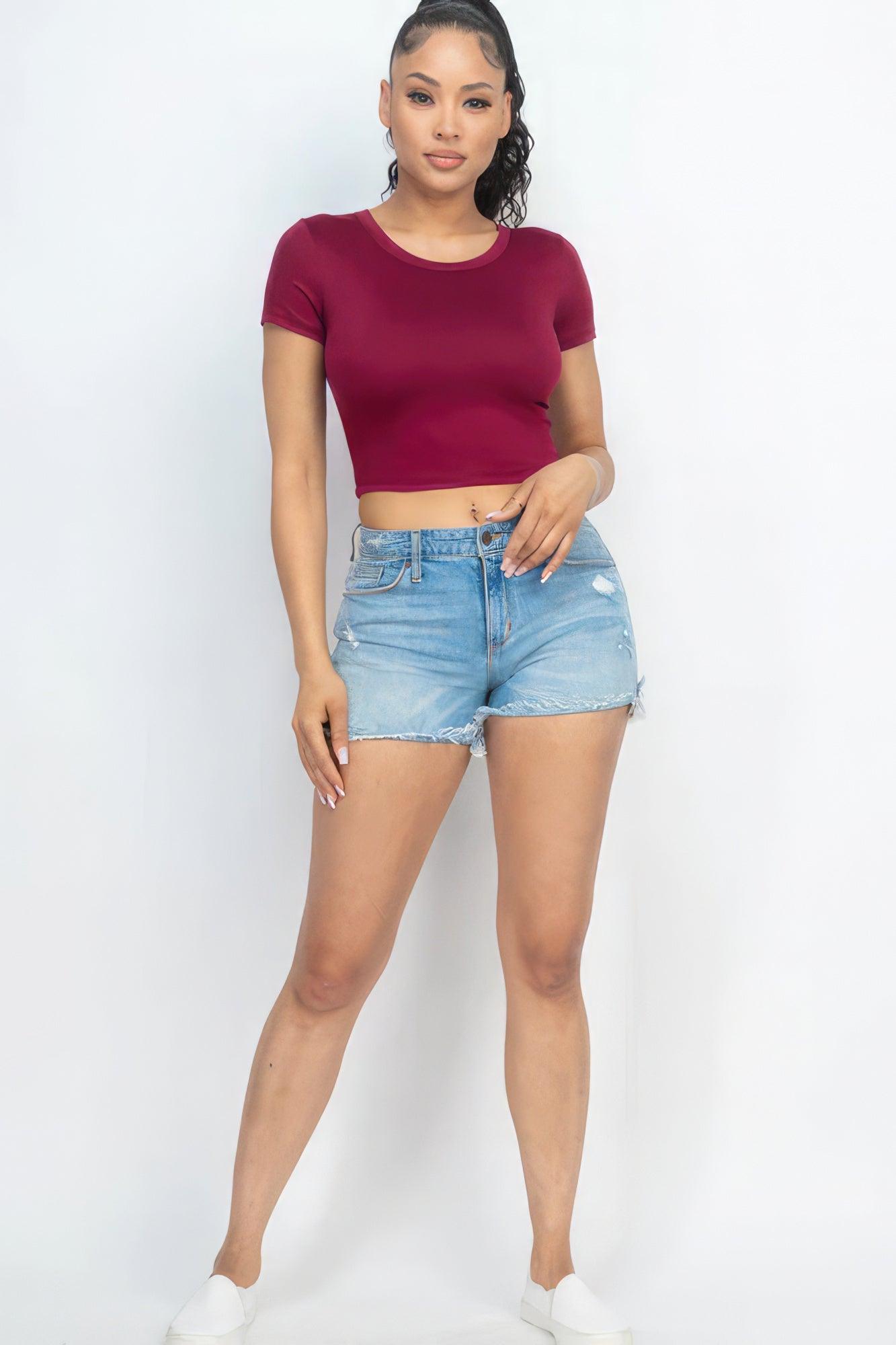 Short Sleeve Roundneck Crop Top | Mixtshop LLC