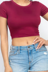 Short Sleeve Roundneck Crop Top | Mixtshop LLC