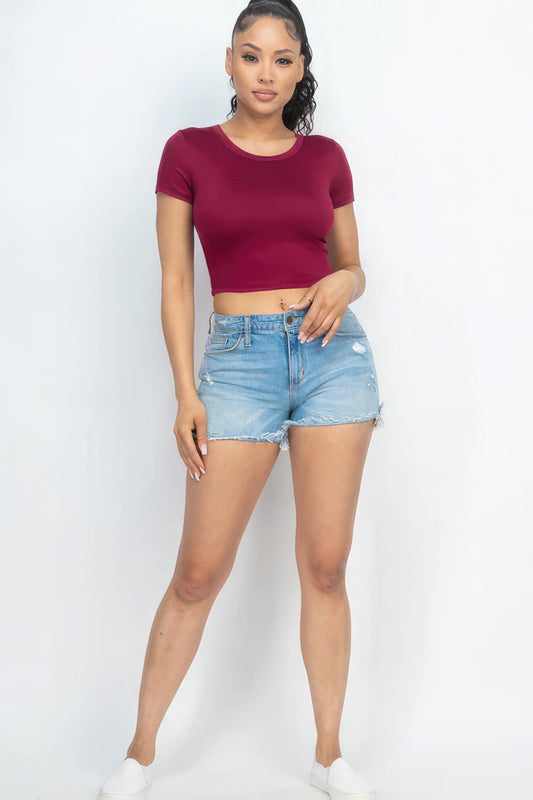 Short Sleeve Roundneck Crop Top | Mixtshop LLC