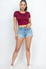 Short Sleeve Roundneck Crop Top | Mixtshop LLC