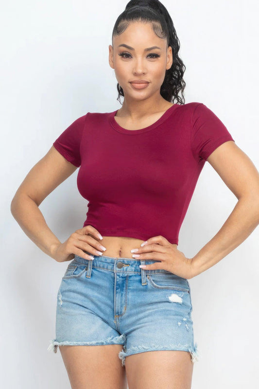 Short Sleeve Roundneck Crop Top | Mixtshop LLC