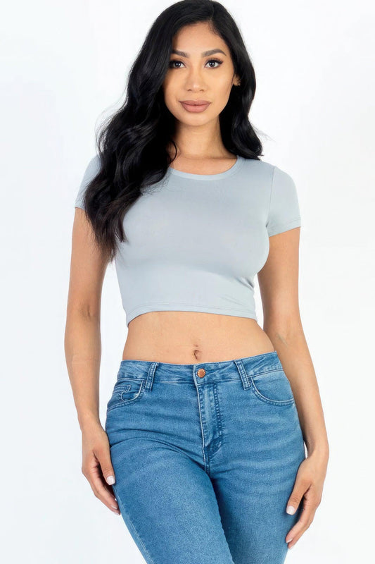Short Sleeve Roundneck Crop Top | Mixtshop LLC