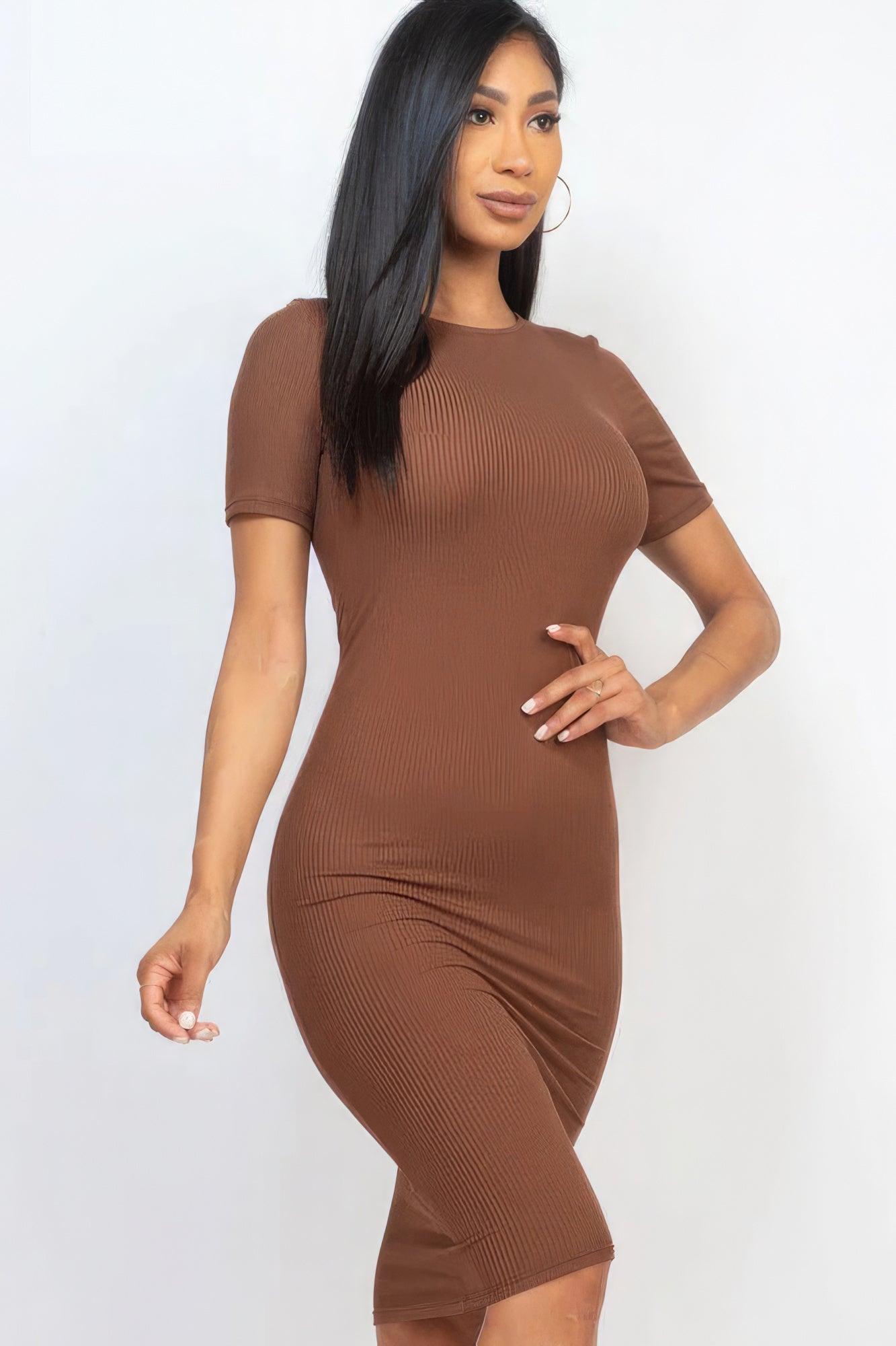 Ribbed Bodycon Midi Dress | Mixtshop LLC