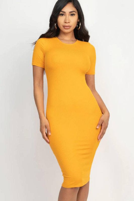 Ribbed Bodycon Midi Dress | Mixtshop LLC
