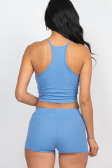 Ribbed Crop Cami Top & Shorts Set | Mixtshop LLC