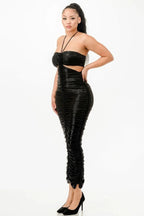 Metallic Rushed Halter Dress | Mixtshop LLC