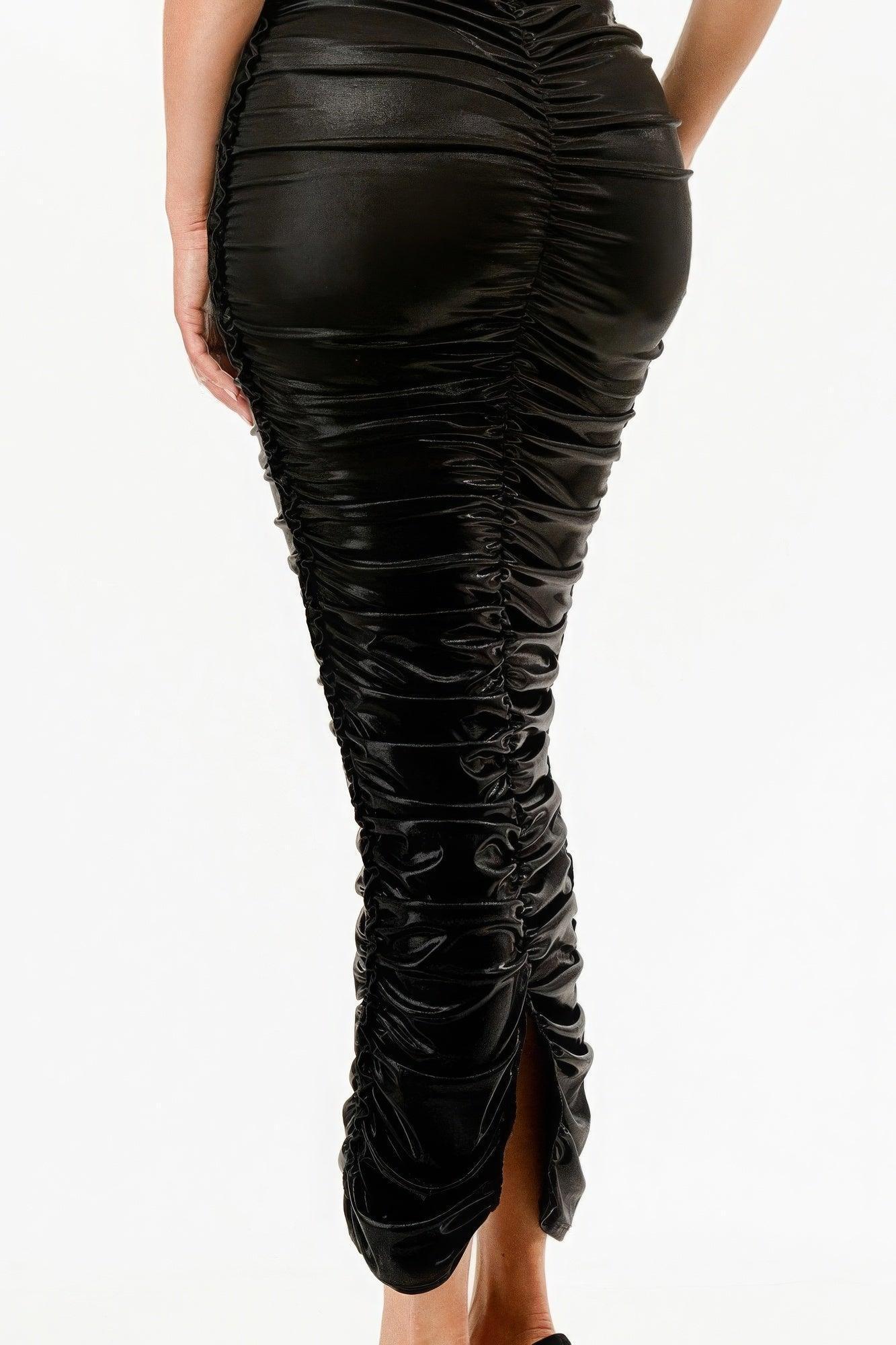 Metallic Rushed Halter Dress | Mixtshop LLC