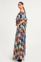 Printed Ruffle Top And Pleated Skirt Set | Mixtshop LLC
